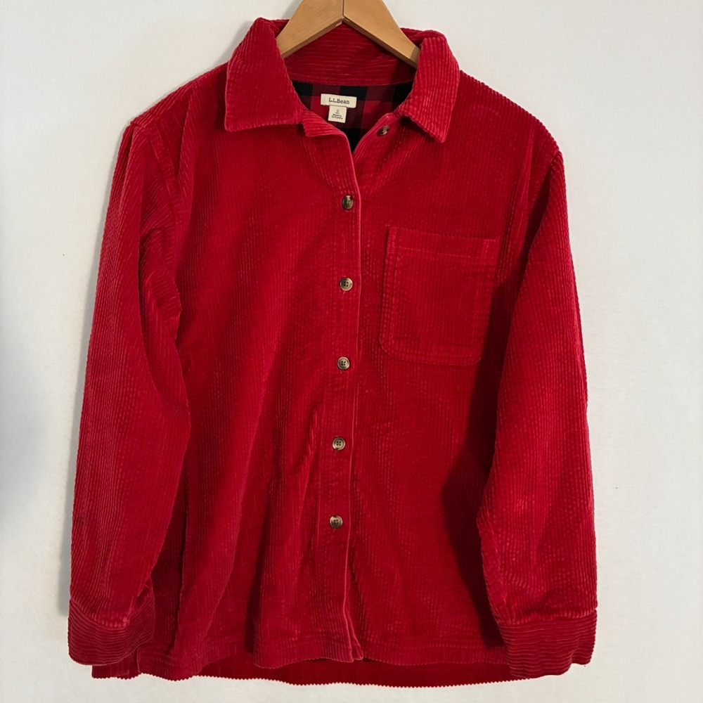 LL Bean Flannel Lined Corduroy Shacket Women's Petite Small Wide Whale Gorpcore
